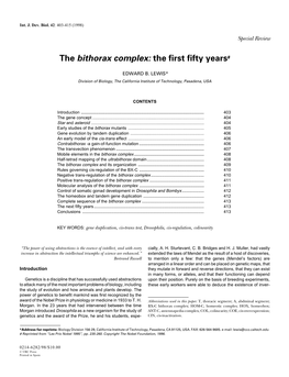The Bithorax Complex: the First Fifty Years