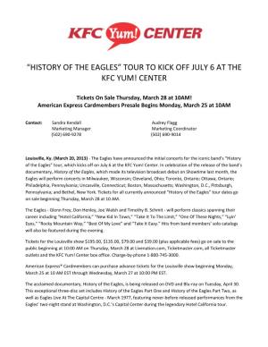 “History of the Eagles” Tour to Kick Off July 6 at the Kfc Yum! Center