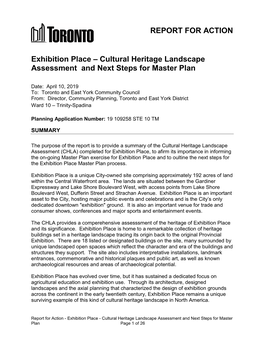 Exhibition Place – Cultural Heritage Landscape Assessment and Next Steps for Master Plan