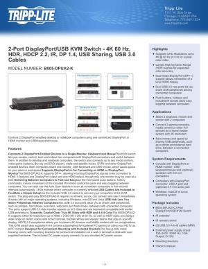 2-Port Displayport/USB KVM Switch