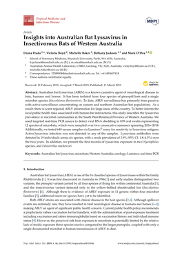 Insights Into Australian Bat Lyssavirus in Insectivorous Bats of Western Australia