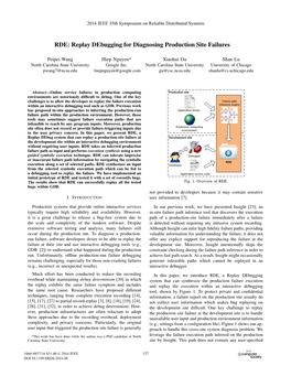 RDE: Replay Debugging for Diagnosing Production Site Failures