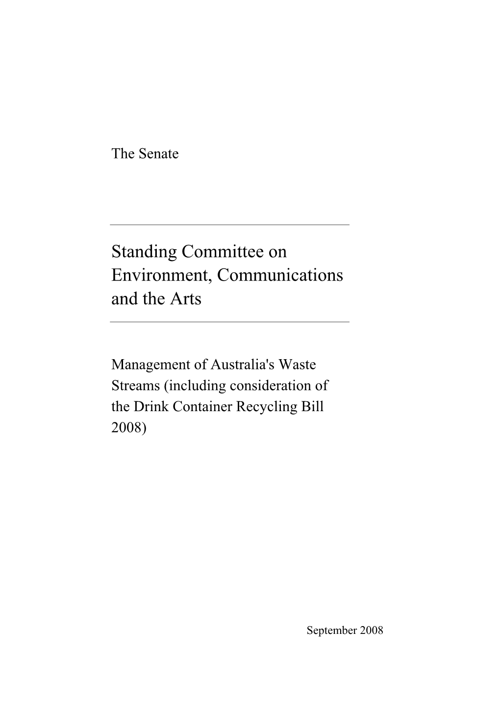 Report: Inquiry Into the Management of Australia's Waste Streams