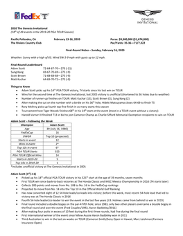 Notes About Participants in the 2005 Funai Classic …