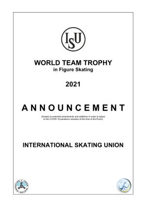 WORLD TEAM TROPHY in Figure Skating 2021 ANNOUNCEMENT