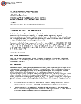 CODE of COLORADO REGULATIONS 4 CCR 723-2 Public Utilities Commission
