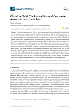 Chattel Or Child: the Liminal Status of Companion Animals in Society and Law