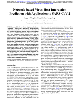 Network-Based Virus-Host Interaction Prediction with Application to SARS-Cov-2