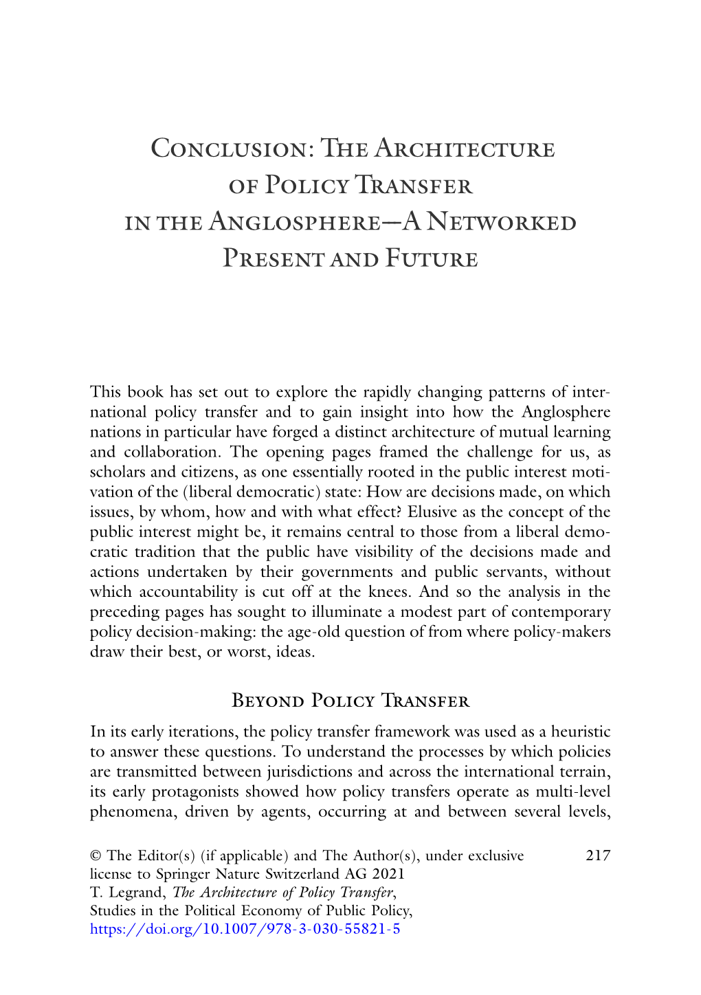 Conclusion: the Architecture of Policy Transfer in the Anglosphere---A Networked Present and Future