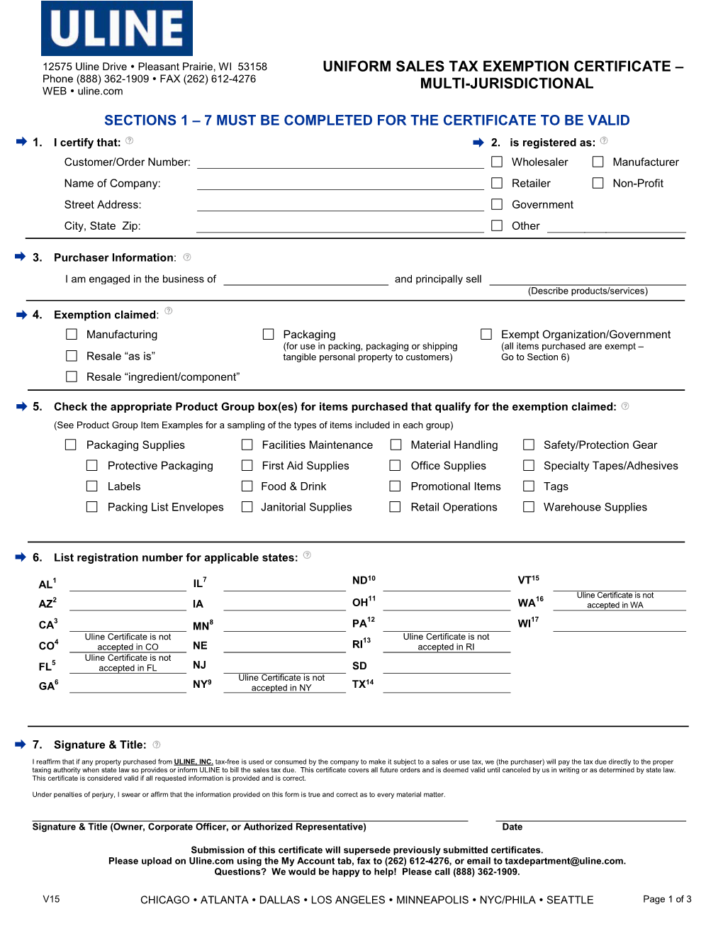 Uniform Sales Tax Exemption Certificate Multi Jurisdictional DocsLib