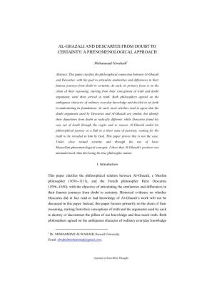 Al-Ghazali and Descartes from Doubt to Certainty: a Phenomenological Approach