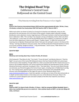 The Original Road Trip: California’S Central Coast Hollywood on the Central Coast