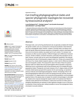 Can Treefrog Phylogeographical Clades and Species' Phylogenetic