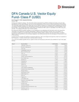 DFA Canada US Vector Equity Fund- Class F (USD)