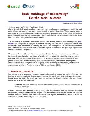Basic Knowledge of Epistemology for the Social Sciences