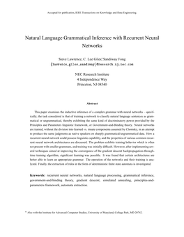 Natural Language Grammatical Inference with Recurrent Neural Networks