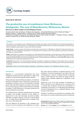 The Productive Use of Remittances from Michoacan Immigrants. The