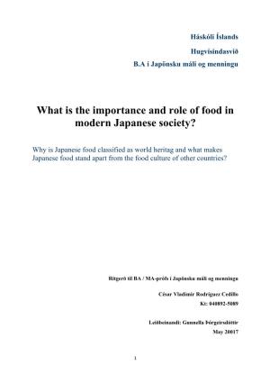 What Is the Importance and Role of Food in Modern Japanese Society?