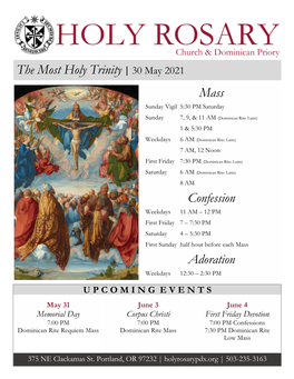 The Most Holy Trinity | 30 May 2021 Mass Confession Adoration