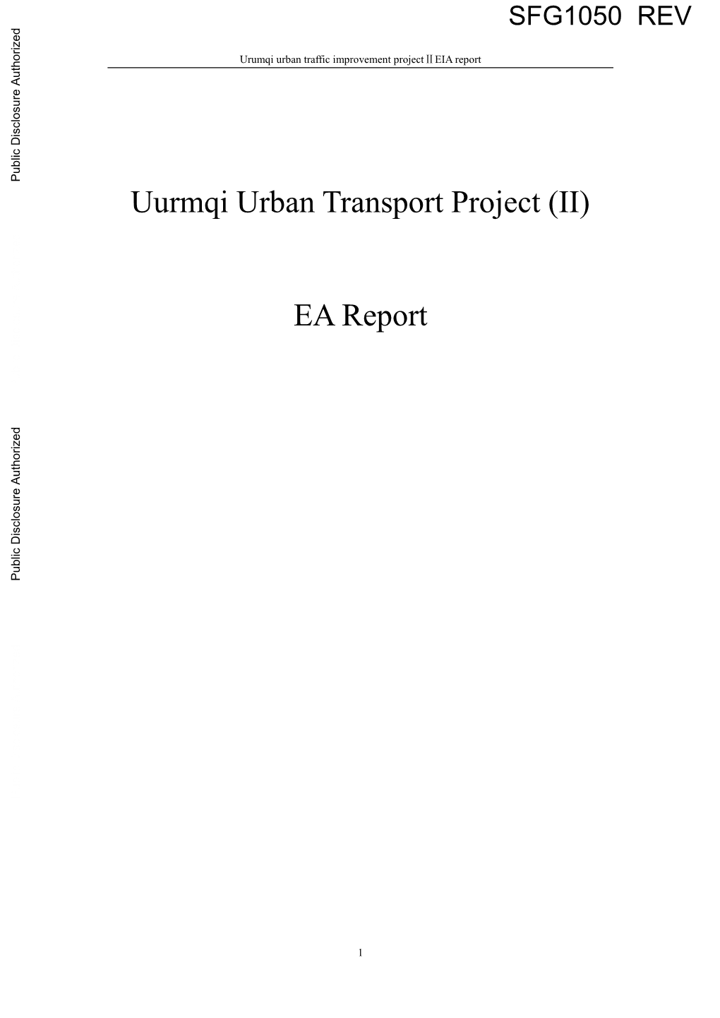 Uurmqi Urban Transport Project (II) EA Report
