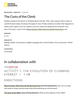 The Costs of the Climb