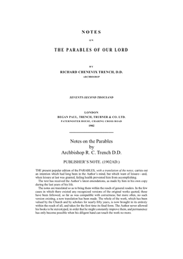 Parable of the Prodigal Son We May Say That the Saviour and Mediator Is Concealed in the Kiss Which the Father Gives the Son ’ (Riggenbacb), 4Io the PRODIGAL SON