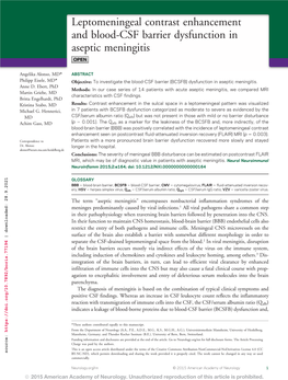 Leptomeningeal Contrast Enhancement and Blood-CSF