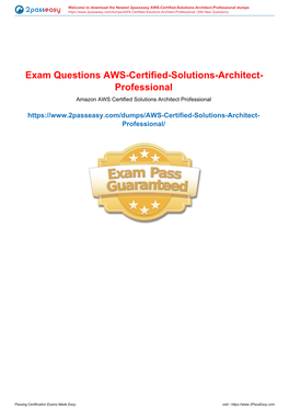 Exam Questions AWS-Certified-Solutions-Architect- Professional Amazon AWS Certified Solutions Architect Professional