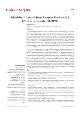 Selectivity of Alpha-Adreno Receptor Blockers, Is It Effective in Patients with BPH?