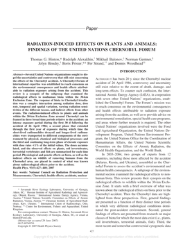 Paper RADIATION-INDUCED EFFECTS on PLANTS and ANIMALS: FINDINGS of the UNITED NATIONS CHERNOBYL FORUM