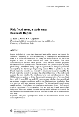 Risk Flood Areas, a Study Case: Basilicata Region