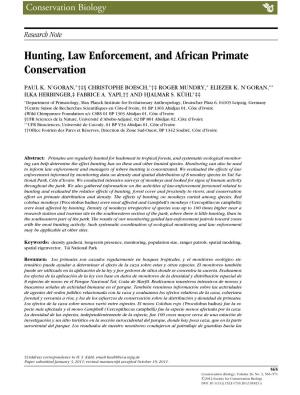 Hunting, Law Enforcement, and African Primate Conservation