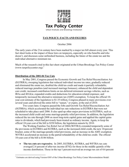 Tax Policy: Facts and Figures
