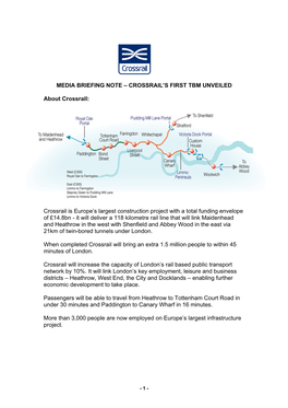 Media Briefing Note – Crossrail's