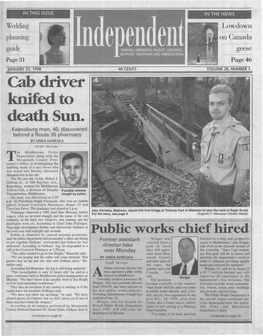 Cab Driver Knifed to Death Sun. Public Works Chief Hired
