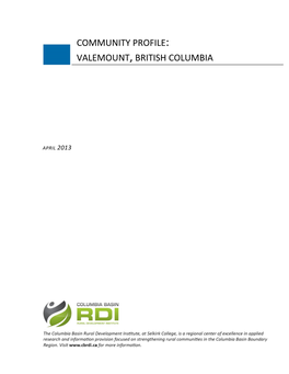 Community Profile: Valemount,British Columbia