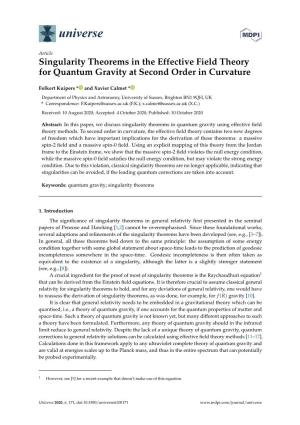 Singularity Theorems in the Effective Field Theory for Quantum Gravity at Second Order in Curvature