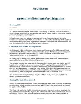 Brexit Implications for Litigation