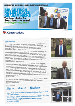 BRUCE FINCH ROBERT HAYES GRAHAM HICKS the Local Choice for Southbourne Ward Including Thorney Island