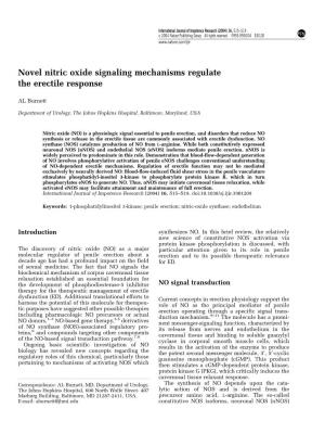 Novel Nitric Oxide Signaling Mechanisms Regulate the Erectile Response