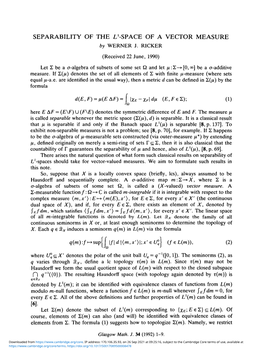 Separability of the L1-Space of a Vector Measure