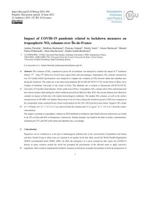 Impact of COVID-19 Pandemic Related to Lockdown Measures On