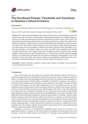 Thresholds and Transitions in Hominin Cultural Evolution