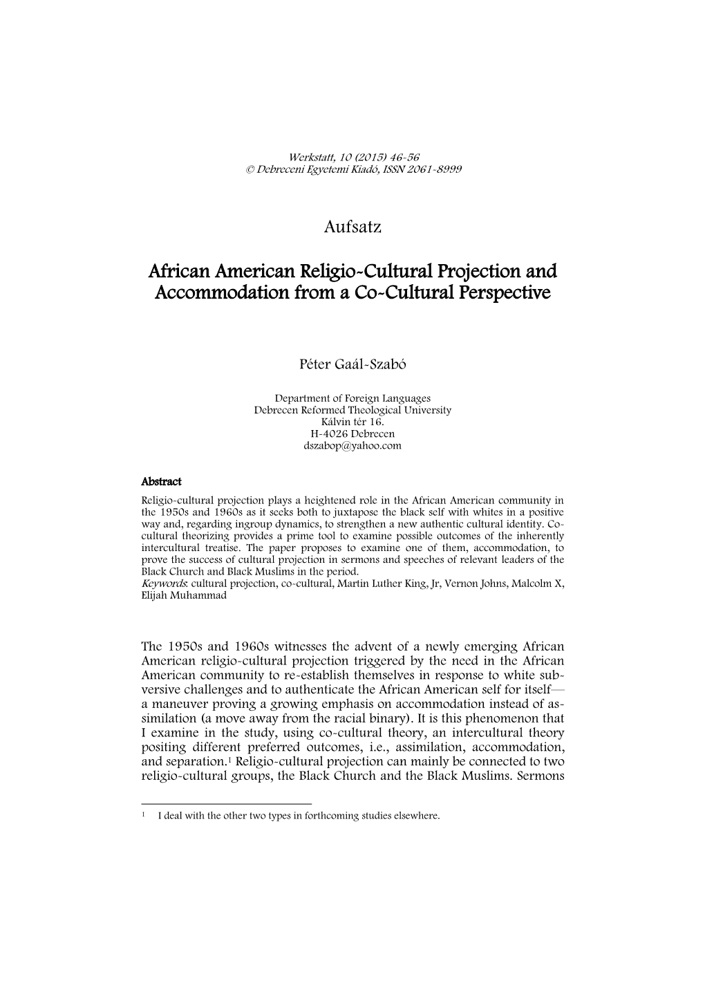 African American Religio-Cultural Projection and Accommodation from a Co-Cultural Perspective