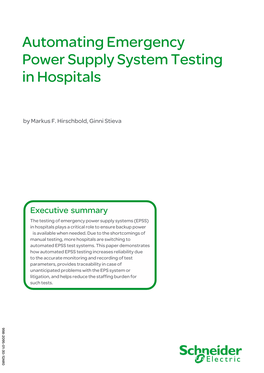 Automating Emergency Power Supply System Testing in Hospitals | 3 White Paper