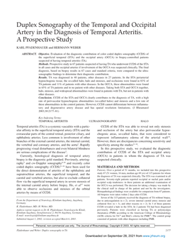 Duplex Sonography of the Temporal and Occipital Artery in the Diagnosis of Temporal Arteritis