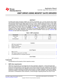 Igbt Drive Using Mosfet Gate Drivers