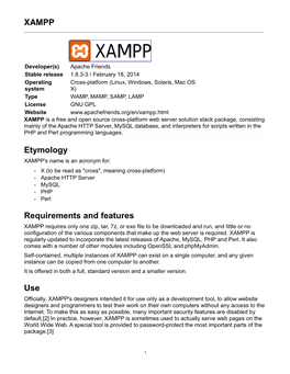 XAMPP Etymology Requirements and Features