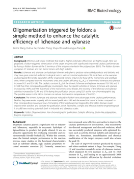 A Simple Method to Enhance the Catalytic Efficiency of Lichenase and Xylanase Xinzhe Wang, Huihua Ge, Dandan Zhang, Shuyu Wu and Guangya Zhang*