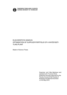 Elsa Montoya Sanavia Optimization of Supplier Portfolio of a Water Bot- Tling Plant